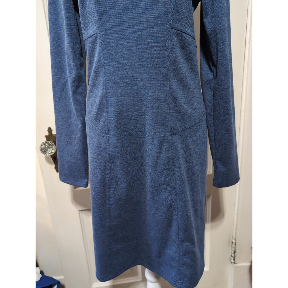 PrAna Soskia Blue Long Sleeve Scoop Neck Knit Dress Womens Medium Knee Length - Picture 3 of 7